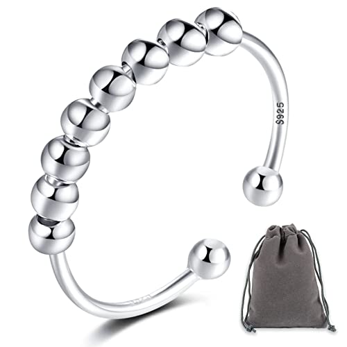 S925 Sterling Silber Anxiety Ring Angst Spinning Fidget Ringe für Damen von Generic