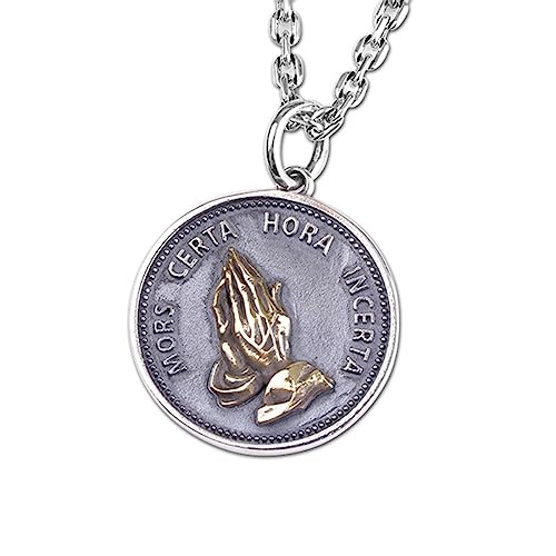 S925 Sterling Silber Einzigartige Persönlichkeit Betende Hände Münzanhänger Halskette für Frauen Männer von Generic
