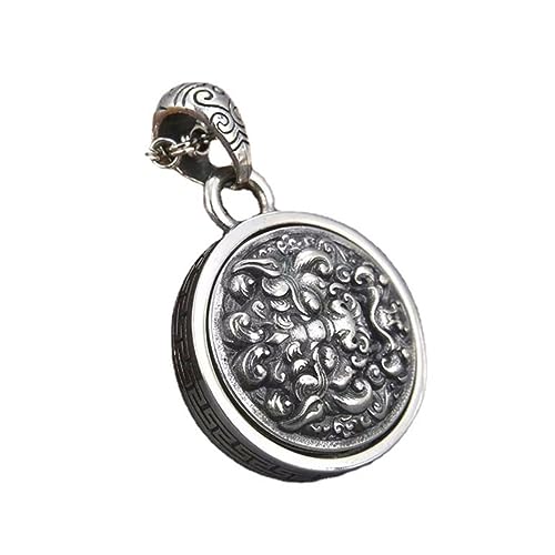 S925 Sterling Silber Einzigartige Persönlichkeit Halskette mit drehbarem Anhänger im chinesischen Stil für Damen und Herren von Generic