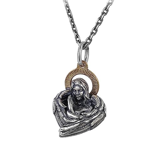 S925 Sterling Silber Einzigartige Persönlichkeit Herzförmige Engel Anhänger Halskette für Frauen Männer von Generic
