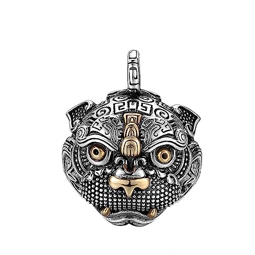 S925 Sterling Silber Einzigartige Persönlichkeit Viel Glück Schnitzmuster Glocke Anhänger Halskette für Frauen Männer von Generic