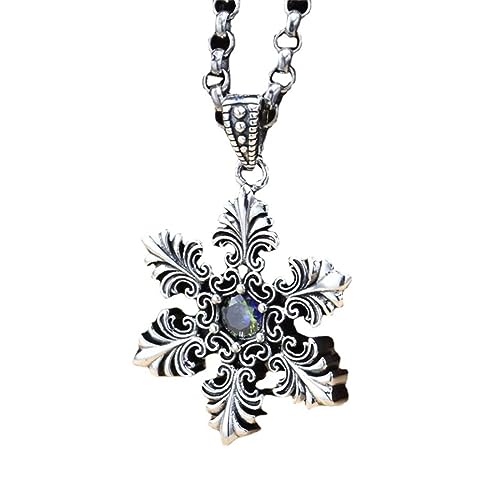S925 Sterling Silber Einzigartige personalisierte Schneeflocken-Edelstein-Anhänger-Halskette für Damen und Herren von Generic