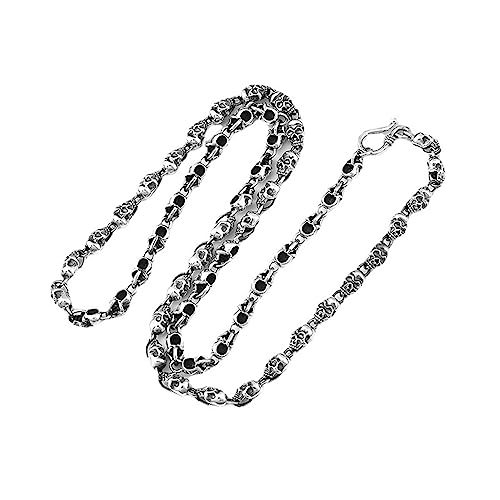 S925 Sterling Silber Halskette für Männer Frauen, einfache einzigartige Totenkopfkette Punk-Schmuck von Generic