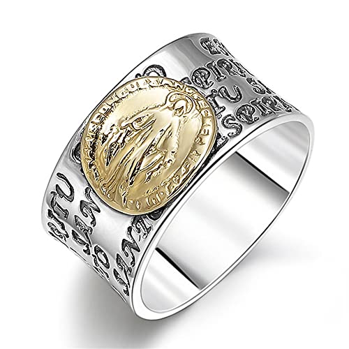 S925 Sterling Silber Herren Jungfrau Maria Bibel Ring, Gothic Vintage Bibel Jungfrau Maria Ring,Silber,11 von Generic