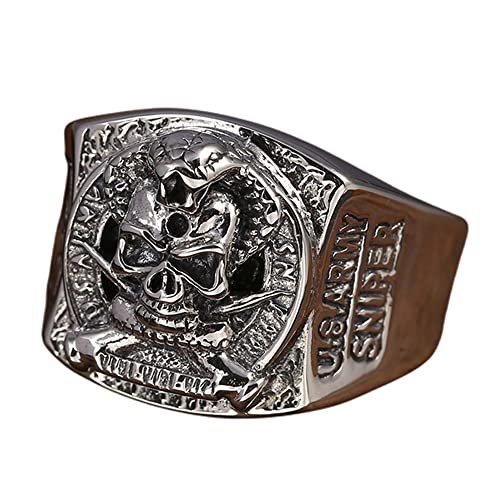 S925 Sterling Silber Herren Schlangenkopf Totenkopf Ring, Gothic Retro Domineering Schlangenkopf Totenkopf Ring,Silber,8 von Generic