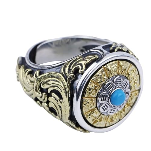 S925 Sterling Silber Herren Sternzeichen Ring, Gothic Vintage Rotierender verstellbarer Sternzeichen Ring,Silber,12 von Generic