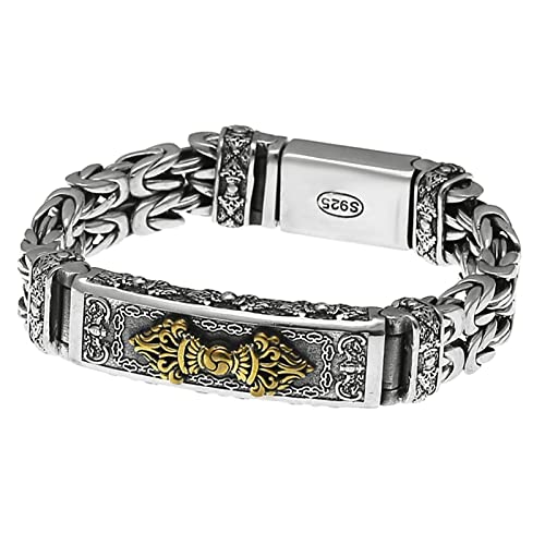 S925 Sterling Silber Herren Vajra Armband, Gothic Vintage buddhistisches Vajra Armband,Silber,20cm von Generic