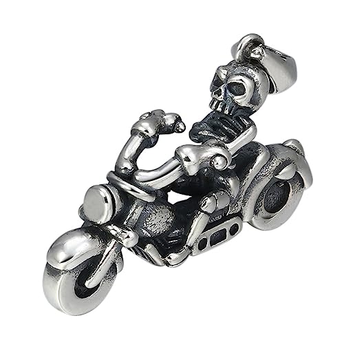 S925 Sterling Silber Männer Frauen Personalisierte Schädel Motorrad Anhänger Halskette von Generic