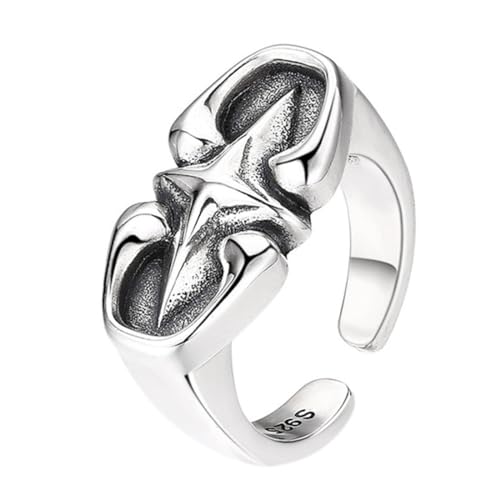 S925 Sterling Silber Personalisierter Stern Herren Offener Verstellbarer Vintage Ring (US 8-10) von Generic