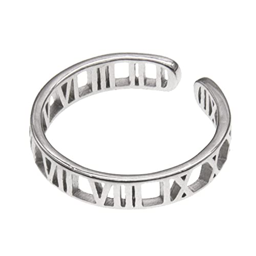 S925 Sterling Silber Ring mit römischen Ziffern für Männer und Frauen, Gothic Vintage Ausschnitt Ring mit römischen Ziffern,Silber,7 von Generic