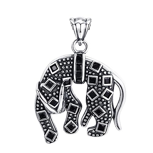 S925 Sterling Silber Schwarzer Panther Anhänger, Herren Schwarzer Panther Anhänger Halskette aus Sterling Silber mit Edelsteinen von Generic