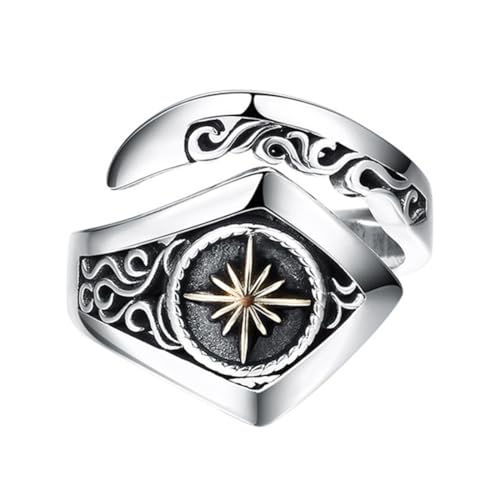 S925 Sterling Silber Starburst Herren- und Damenringe, offen verstellbare Vine Mangosteen Vintage Ringe S925 Sterling Silber Starburst Herren- und Damenringe, offen verstellbare Vine Mangosteen Vintage Ringe von Generic