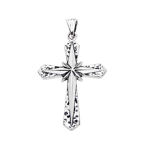 S925 Sterling Silber Sternkreuz Unregelmäßige unebene Oberfläche Anhänger, Sternförmige Sterling Silber Anhänger Halskette von Generic