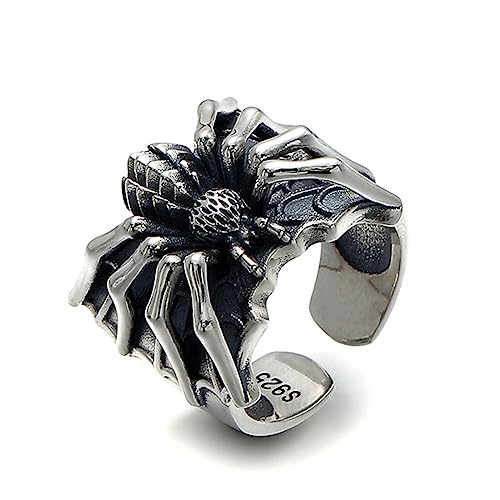 S925 Sterling Silber Vintage Personalisierter Spinnenring mit verstellbarer Öffnung für Männer von Generic
