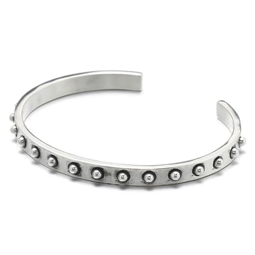 S925 Sterling Silber Vintage Polka Dot Armband, personalisiertes Sterling Silber verstellbares offenes Armband für Männer und Frauen von Generic