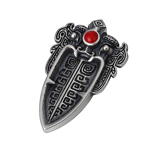 S925 Sterling Silber Vintage Schnitzmuster Anhänger Halskette für Frauen Männer von Generic