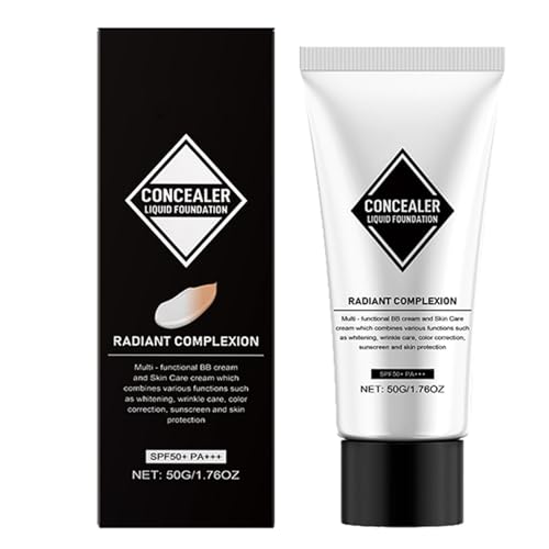 SPF 50+ Moisture Foundation Cream - 1.76oz Verfärbung Verstecken Make Up | Hautpflege-Basis mit feuchtigkeitsspendenden Eigenschaften, leichter Schutz für Frauen Strahlender Glow Tone Abend Täglich von Generic