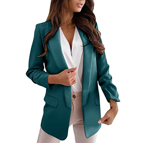 Sakko Damen Elegant Blazer Sportlich Tailliert Open Front Cardigan Langarm Blazerjacke Revers Anzugjacke Business Slim Fit BüRo Jacke Mantel FrüHling Frühling üBergangsjacke Damen-Jacke von Generic