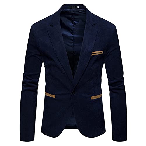Sakko Herren Regular Fit Blazer Sakko Herren Hochzeitsanzug Herren Jackett Sakko Herren GroßE GrößEn für Freizeit Blazer Sportsakko (Marine, XXXL) von Generic