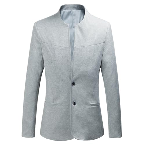 Sakko Herren Regular Fit Stehkragen Freizeit Modern Anzugjacke 2 Knopfleiste Einfarbig Blazer Sportlich Anzugsakko für Party Hochzeit Business Abschluss Jackett von Generic