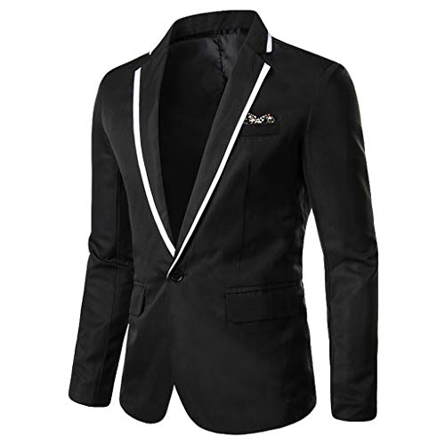 Sakko Herren Revers Schickes Sakko für Männer Sportlich Freizeit Anzug Sakko Regular Fit Männer Anzugjacke Blazer Übergangsjacke für Business Hochzeit Weihnachts Party Schwarz XL von Generic