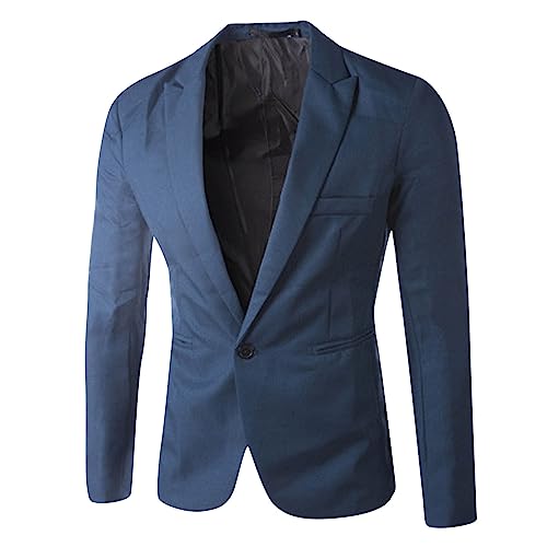 Sakko Herren Sportlich Slim Fit Anzug Revers Einfarbig Blazer Mit EIN Knopf Klassisch Schlichter Anzugjacke Trend Elegant Anzugjacken Business Freizeit Sakkos für Männer von Generic