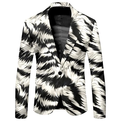Sakko Herren Vintage Blume Durck Blazer Regular Fit Modern Sakkos Männer Frühling Freizeit Bequem Jackett Business Hochzeit Urlaub Leopardenmuster Aristokratischer Anzugjacke von Generic