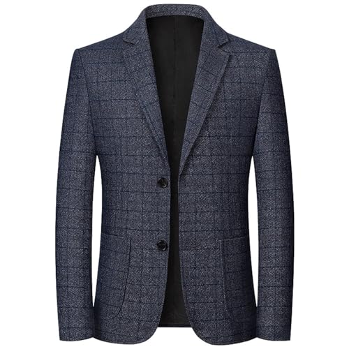 Sakko Herren Vintage Karierter Blazer 2024 Regular Fit Elegante Sakkos Gestreifter Männer Frühling Herbst Sweatsakko Freizeit Anzugjacke für Hochzeit Business von Generic