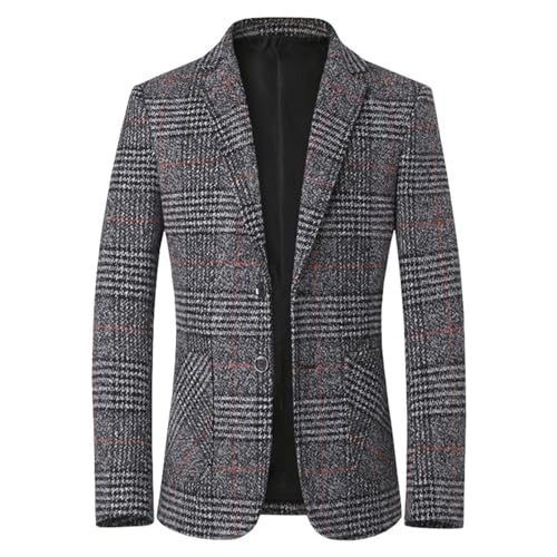 Sakko Herren Vintage Karierter Blazer 2024 Regular Fit Elegante Sakkos Gestreifter Männer Frühling Herbst Sweatsakko Freizeit Anzugjacke für Hochzeit Business von Generic