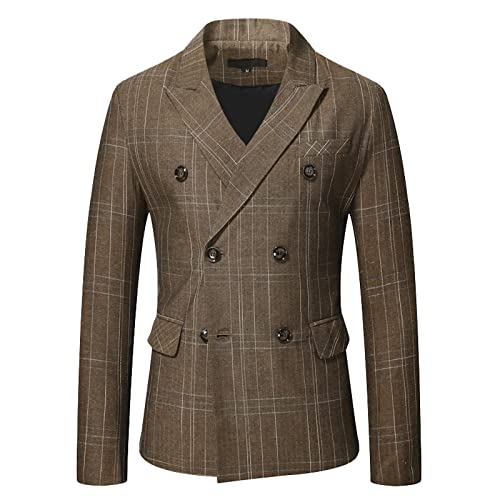 Sakko Herren Vintage Karierter Blazer 2024 Regular Fit Elegante Sakkos Gestreifter Männer Frühling Herbst Sweatsakko Freizeit Anzugjacke für Hochzeit Business von Generic