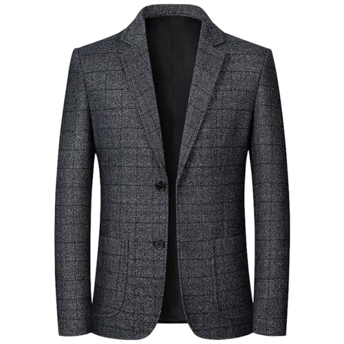 Sakko Herren Vintage Karierter Blazer 2024 Regular Fit Modern Sakkos Gestreifter Männer Frühling Herbst Sweatsakko Freizeit Jackett Business Hochzeit Anzugjacke von Generic