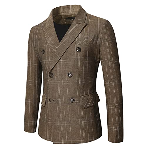 Sakko Herren Vintage Karierter Blazer 2024 Regular Fit Modern Sakkos Gestreifter Männer Frühling Herbst Sweatsakko Freizeit Jackett Business Hochzeit Anzugjacke von Generic