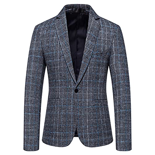 Sakko Herren Vintage Karierter Blazer 2024 Regular Fit Modern Sakkos Gestreifter Männer Frühling Herbst Sweatsakko Freizeit Jackett Business Hochzeit Anzugjacke von Generic