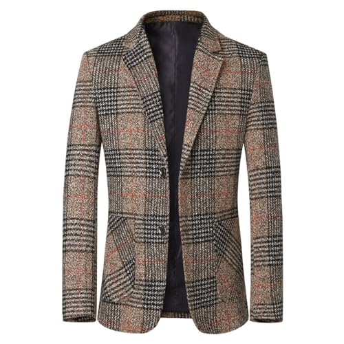 Sakko Herren Vintage Karierter Blazer 2024 Slim Fit Lässige Sakkos Gestreifter Männer Frühling Herbst Sweatsakko Anzugjacke für Business Hochzeit Freizeit von Generic