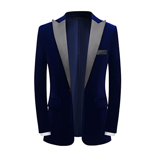 Sakko Jacke Herren Samt Blazer Mantel EIN-Knopf Herren Sakko Sportlich Slim Fit Blazer Männer Modern Freizeit Jacke Business Anzugjacke für Abendessen Hochzeit Party Abschlussball Cocktail von Generic