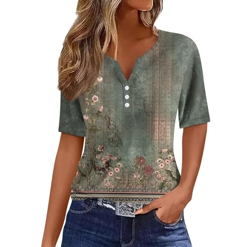 Sale Angebote Damen Sommer T Shirts 2024 Kurze Ärmel Dekorative Taste V-Ausschnitt Tops Lässig Geometric Floral Print Blusen Oversize Shirts Mode Arbeit Blusen Shirts Sale Angebote Damen Sommer T Shirts 2024 Kurze Ärmel Dekorative Taste V-Ausschnitt Tops Lässig Geometric Floral Print Blusen Oversize Shirts Mode Arbeit Blusen Shirts von Generic