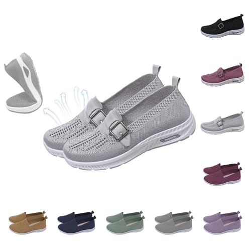 Walkingschuhe Sneaker Slip On Damen Schwarz Ballerinas Freizeitschuhe Mesh Atmungsaktives rutschfeste Loafer Bequeme Weicher Sohle Turnschuhe Lightweight Pantoletten Sneaker von Generic