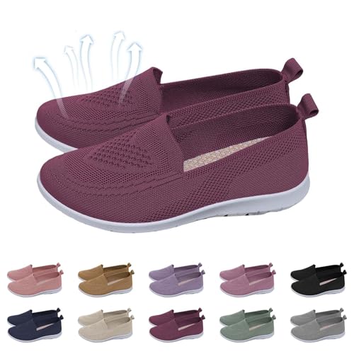 Walkingschuhe Sneaker Slip On Damen Schwarz Ballerinas Freizeitschuhe Mesh Atmungsaktives rutschfeste Loafer Bequeme Weicher Sohle Turnschuhe Lightweight Pantoletten Sneaker von Generic