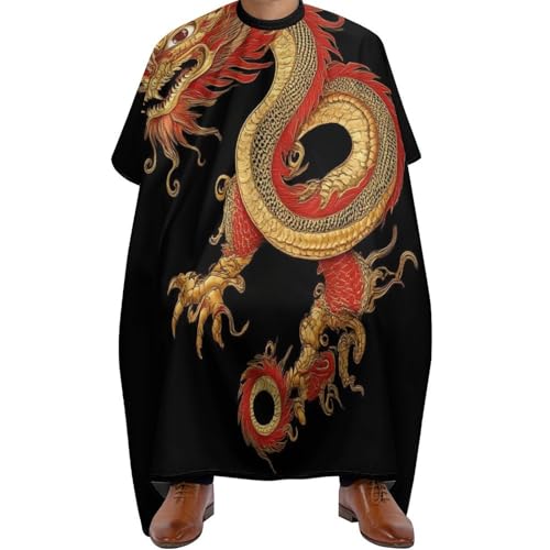 Salon Umhang Asiatische Tattoo-Drachenkunst, Wasserdicht Haar Schneideumhang Antistatisch Haarschneideumhang für Frauen Haarstyling 140X168cm von Generic