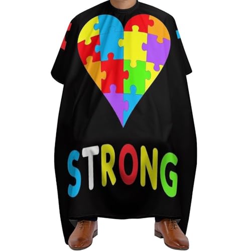 Salon Umhang Autismus Herz Buntes Puzzle Autismus Bewusstsein Schwarz, Wasserdicht Friseur Umhänge Polyester Haarschneidemantel für Haarschnitt Frauen 140X168cm von Generic