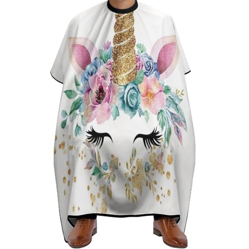 Salon Umhang Blumenkranz Niedliches Pferd Meere Gesicht, Unisex Haarschneideumhang Antistatisch Haar Schneideumhang für Männer Haarschnitt 140X168cm von Generic