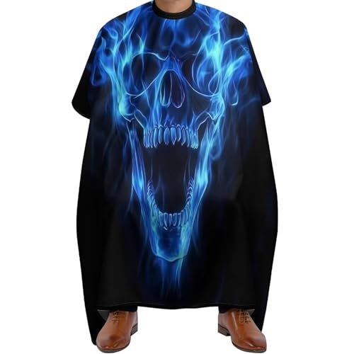 Salon Umhang Feuer Flammender blauer cooler Totenkopf, Unisex Haarschneide Umhang Professionelle Friseur Umhänge für Frauen Erwachsene 140X168cm von Generic