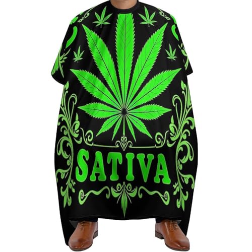 Salon Umhang Grünes Marihuanakraut verlässt Flaggenkunst, Mode Barber Cape Unisex Friseurumhang für Männer Haarschneiden 140X168cm von Generic
