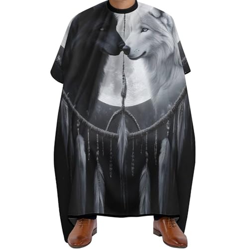 Salon Umhang Liebe Wolf Traumfänger Kunst, Unisex Haarschneide Umhang Verstellbar Haarschneiden Umhange für Erwachsene Frauen 140X168cm von Generic