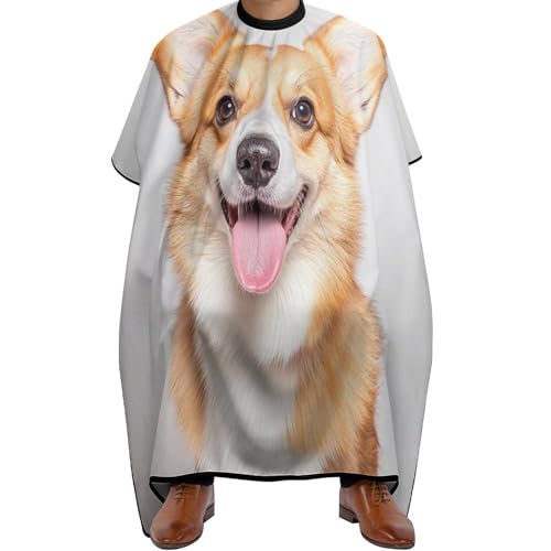 Salon Umhang Niedlicher Welsh Corgi Hund mit Lächeln, Verstellbar Friseur Umhänge Mode Friseure Kleid für Männer Salon 140X168cm von Generic
