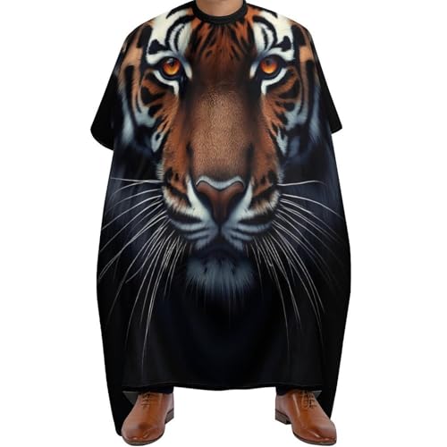 Salon Umhang Tier Tiger Schwarz, Verstellbar Haarschneidemantel Polyester Haar Schneideumhang für Frauen Haarstyling 140X168cm von Generic