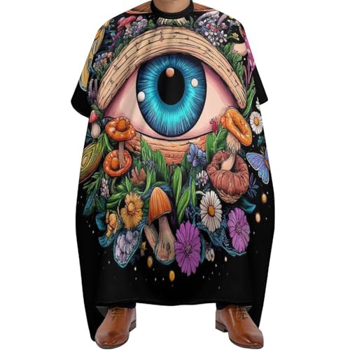 Salon Umhang Trippy Eye Pilz Blumenkunst, Antistatisch Barber Cape Professionelle Friseure Kleid für Frauen Männer 140X168cm von Generic