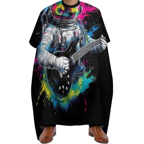 Salon Umhang Trippy Space Astronaut Gitarre Splash Ink Art, Wasserdicht Friseurumhang Unisex Friseure Kleid für Haarschneiden Männer 140X168cm von Generic