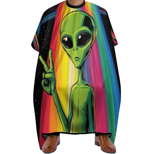 Salon Umhang UFO Regenbogen Alien Art, Polyester Friseure Kleid Wasserdicht Haarschneideumhang für Männer Frauen 140X168cm von Generic