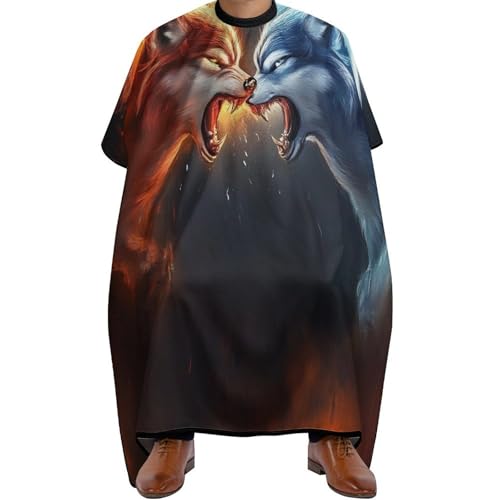 Salon Umhang Wütender Wolfskampf, Unisex Haar Schneideumhang Mode Friseur Umhänge für Haarschnitt Männer 140X168cm von Generic
